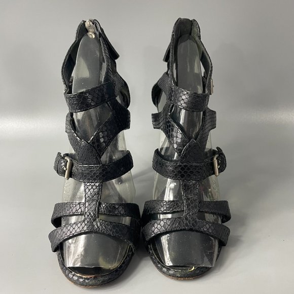 Giusuppe Zanotti Black python Gladiator Strappy Heels Sandals, Size 38.5 - Picture 3 of 13